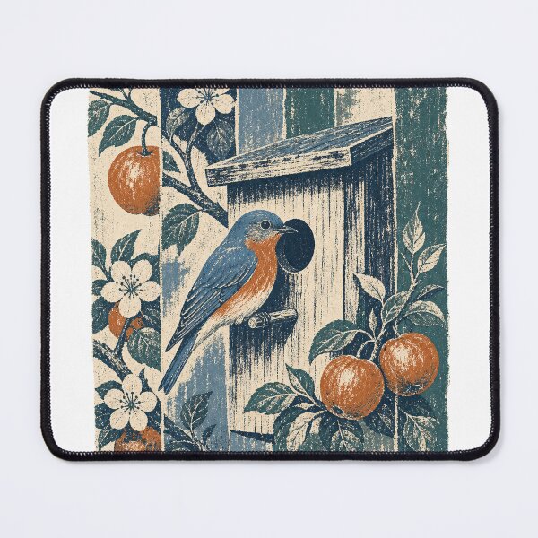 Item preview, Eastern Bluebird on the Orchard Nest Box Wild Bird Wildlife Art designed and sold by VisualArtsOasis.