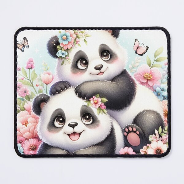 Item preview, Playful Pandas Cuddling in Pastel Flowers designed and sold by J-CCreations.