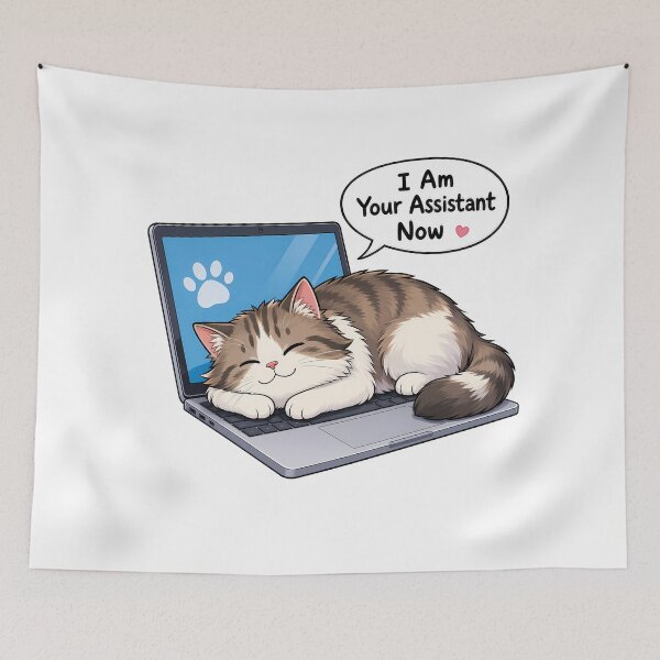 Item preview, I Am Your Assistant Now Cat Laptop designed and sold by BobbyTee Merch.