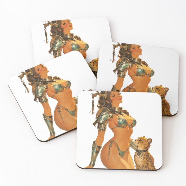 Item preview, Vintage Tribal Warrior Pin-Up | Leopard Companion designed and sold by Cosplayvintage.