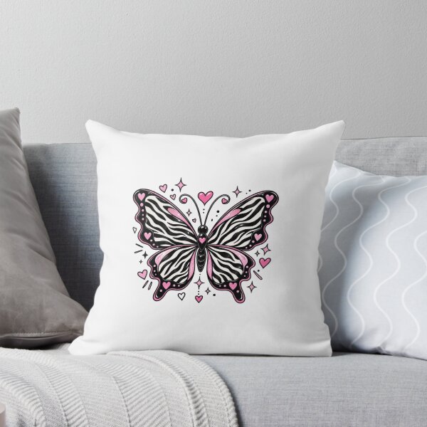 Item preview, Zebra Butterfly Black and White | Pink Animal Print Butterfly designed and sold by GozdeSoftChaos.
