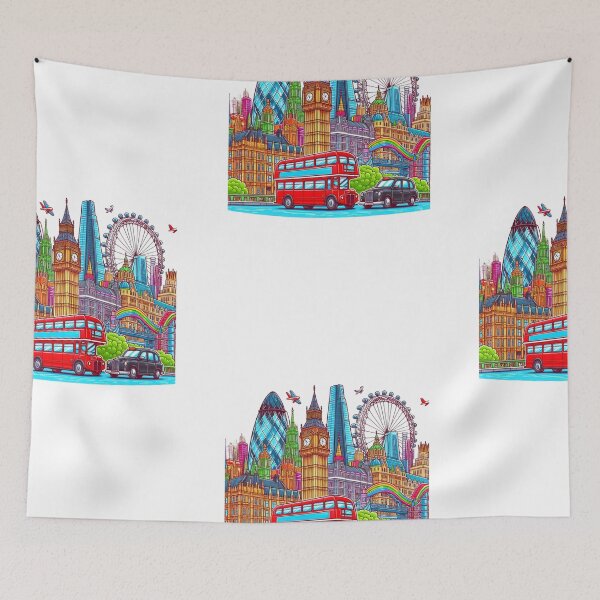 Item preview, London and London Eye  mixed cartoon style, double decker, Big Ben designed and sold by Coolparrotgirl.