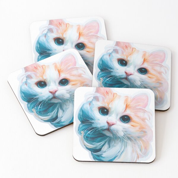 Item preview, Pastel Blue and Pink Cat Portrait designed and sold by JenniferMoren.
