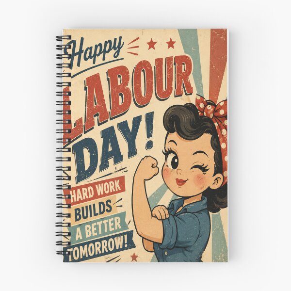 Item preview, Happy Labour Day Retro Worker  – Vintage Hard Work Builds a Better Tomorrow Illustration designed and sold by InspiredCreatives.