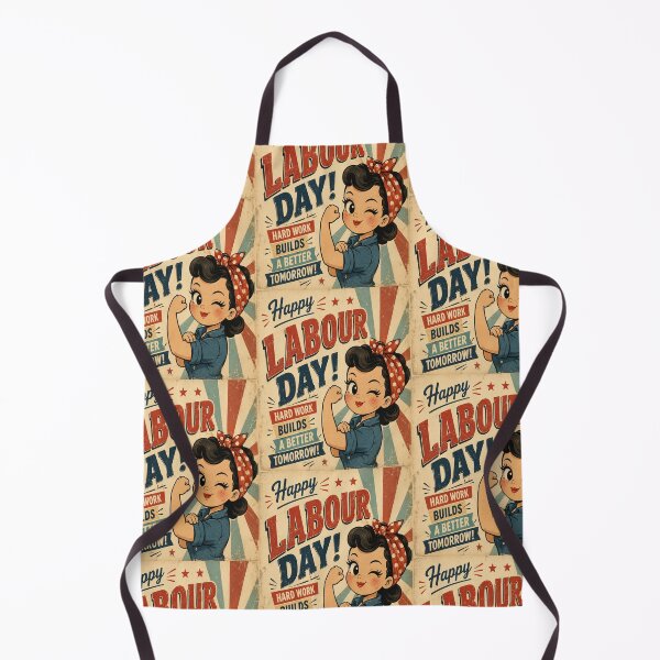 Item preview, Happy Labour Day Retro Worker – Vintage Hard Work Builds a Better Tomorrow Illustration designed and sold by InspiredCreatives.