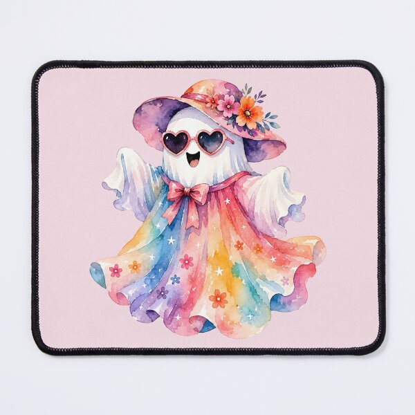 Item preview, Cute Rainbow Ghost in Floral Witch Hat designed and sold by trendspatterns.