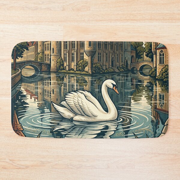 Item preview, Vintage Brugge White Swan Travel Art designed and sold by ZUMERI.