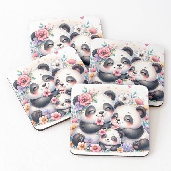 Item preview, Playful Panda Family in a Pastel Flower Garden designed and sold by J-CCreations.