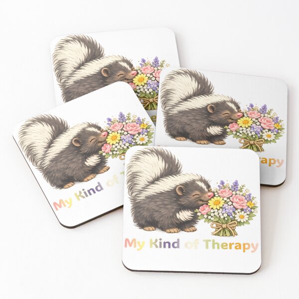 Item preview, My Kind of Therapy – Cute Skunk Smelling Flowers designed and sold by Buli89.
