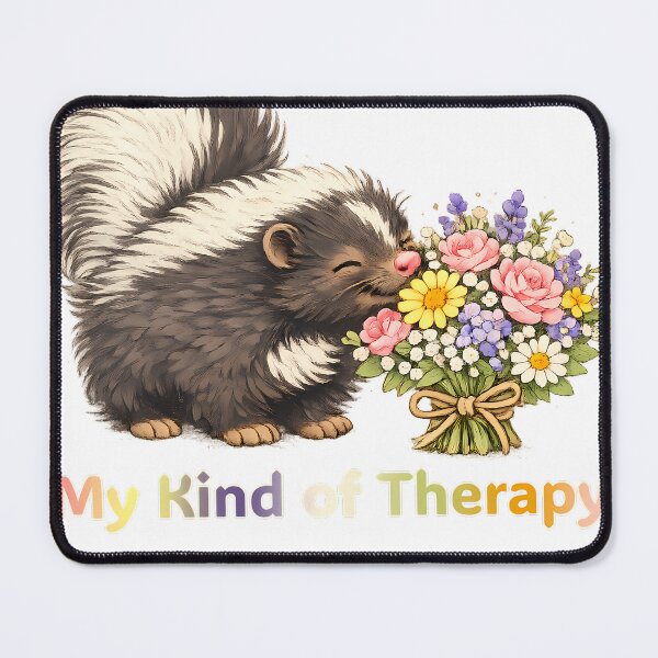 Item preview, My Kind of Therapy – Cute Skunk Smelling Flowers designed and sold by Buli89.