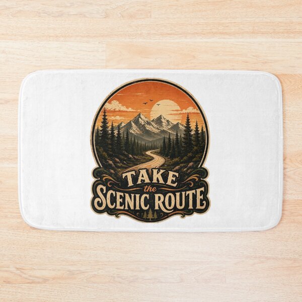 Item preview, Take The Scenic Route Vintage Mountain Road Adventure Art designed and sold by GlowAura7.