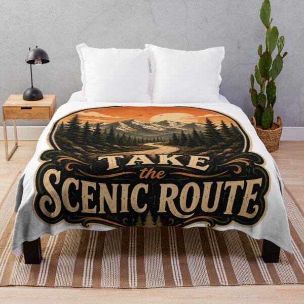 Item preview, Take The Scenic Route Vintage Mountain Road Adventure Art designed and sold by GlowAura7.