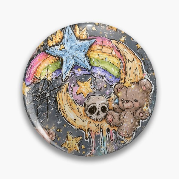 Item preview, Whimsigoth Cosmic Teddy Bear Pattern - Celestial Skull & Rainbow Design designed and sold by Nine Lives Studio.