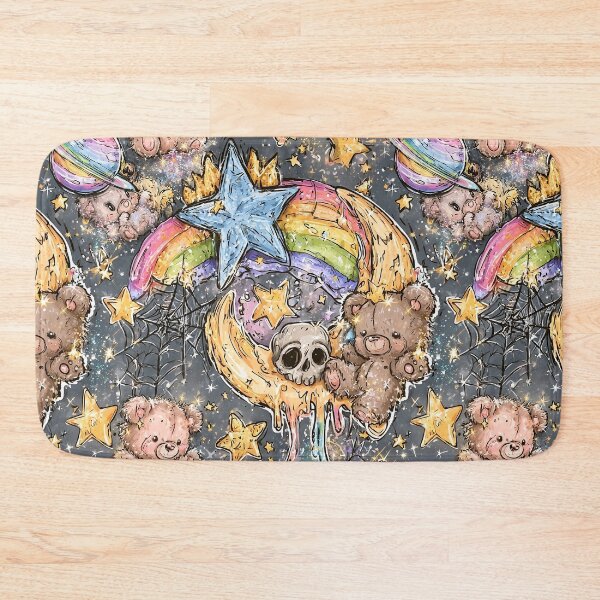 Item preview, Whimsigoth Cosmic Teddy Bear Pattern - Celestial Skull & Rainbow Design designed and sold by Nine Lives Studio.