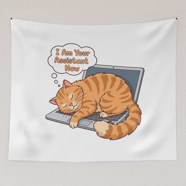 Item preview, Sleeping Cat On Laptop WFH Cat Humor designed and sold by BobbyTee Merch.