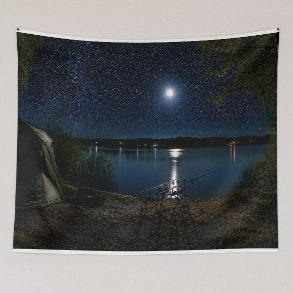 Item preview, Carp Fishing Night Session Under Starry Sky - Milky Way Landscape designed and sold by GeekAnglerStore.