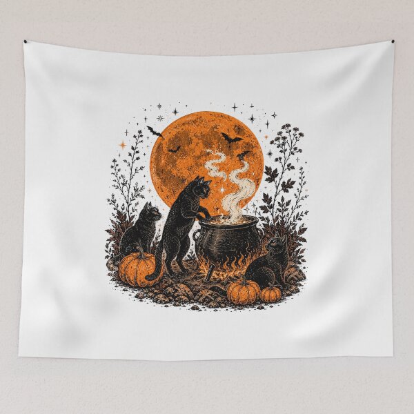 Item preview, Halloween Witch Cat Coven Spooky  Retro pumpkin gift designed and sold by Amzkao.