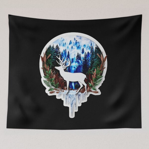Item preview, White Deer Forest Waterfall Emblem designed and sold by JenniferMoren.