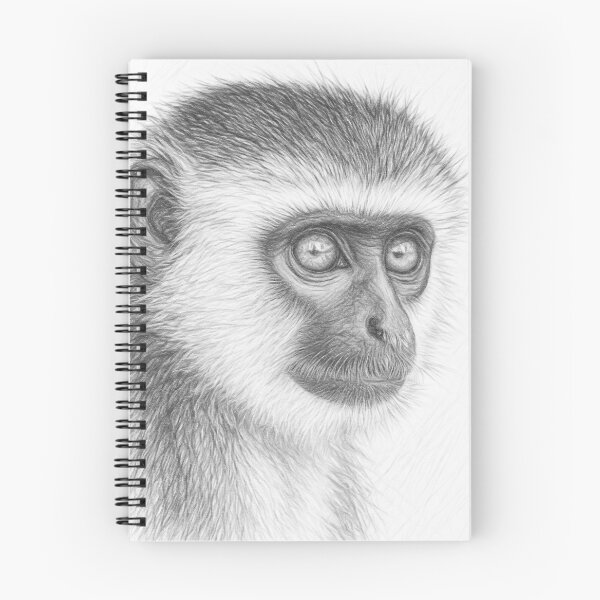 Item preview, Monkey Portrait Black and White Pencil Sketch - Vervet Monkey Wildlife Fine Art Drawing designed and sold by Leon Woods Pencil Art.