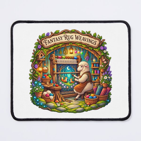 Item preview, Fantasy Rug Weavings | Woodland Sheep Weaver | Enchanted Forest Tapestry Workshop designed and sold by MrDev.