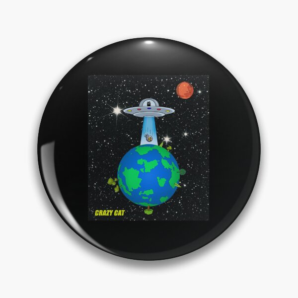 Item preview, Funny Cat UFO Alien Abduction Dropping Bomb on Earth designed and sold by TopShopTito.