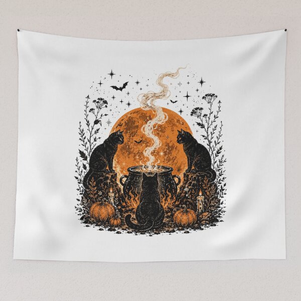 Item preview, Halloween Witch Cat Coven Spooky Retro pumpkin gift designed and sold by Amzkao.