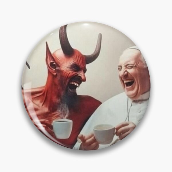 Item preview, Coffee with the Devil - Pope and Satan Laughing AI Art designed and sold by Nela-&-Lena.