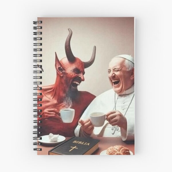 Item preview, Coffee with the Devil - Pope and Satan Laughing AI Art designed and sold by Nela-&-Lena.