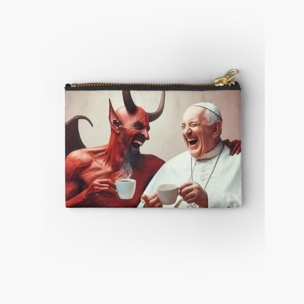 Item preview, Coffee with the Devil - Pope and Satan Laughing AI Art designed and sold by Nela-&-Lena.