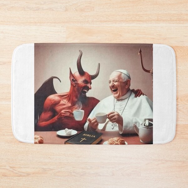Item preview, Coffee with the Devil - Pope and Satan Laughing AI Art designed and sold by Nela-&-Lena.