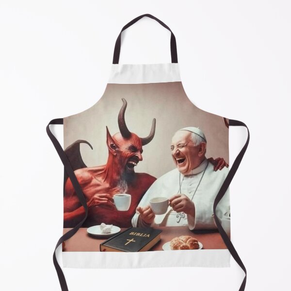 Item preview, Coffee with the Devil - Pope and Satan Laughing AI Art designed and sold by Nela-&-Lena.