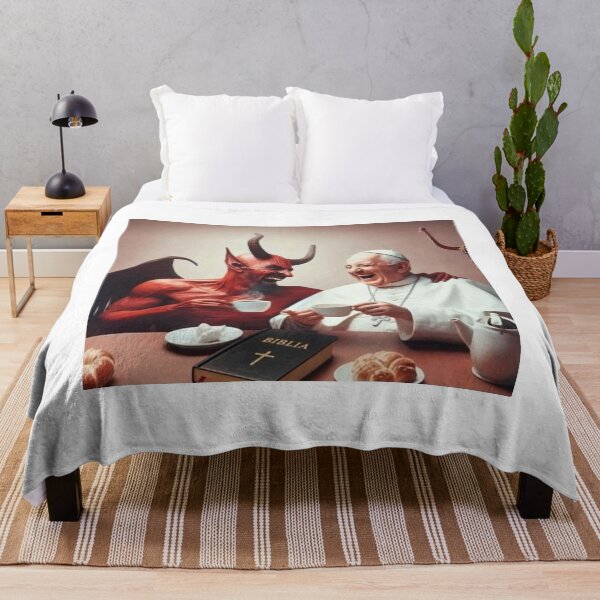 Item preview, Coffee with the Devil - Pope and Satan Laughing AI Art designed and sold by Nela-&-Lena.