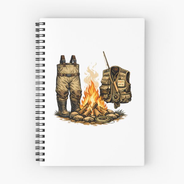 Item preview, Campfire with wading boots and fly vest designed and sold by Daily Quirk.