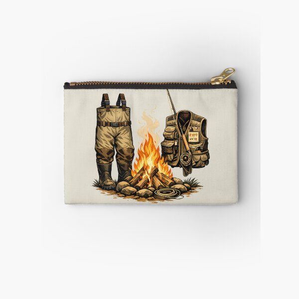 Item preview, Campfire with wading boots and fly vest designed and sold by Daily Quirk.