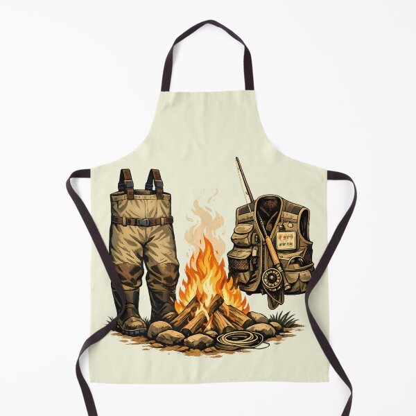 Item preview, Campfire with wading boots and fly vest designed and sold by Daily Quirk.
