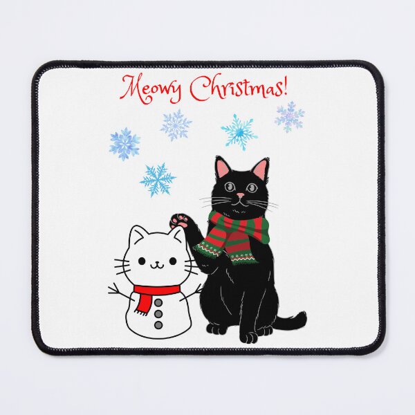 Item preview, Meowy Christmas Black Cat with Snowcat designed and sold by MYCatStuff.