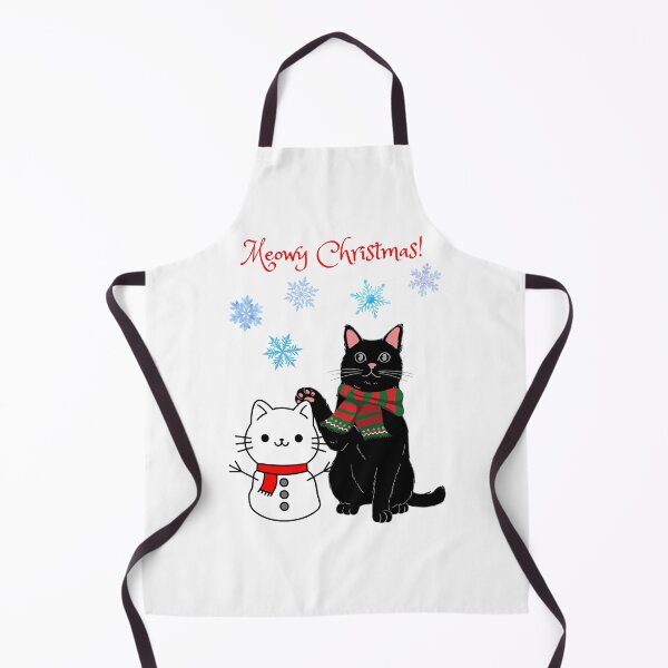 Item preview, Meowy Christmas Black Cat with Snowcat designed and sold by MYCatStuff.