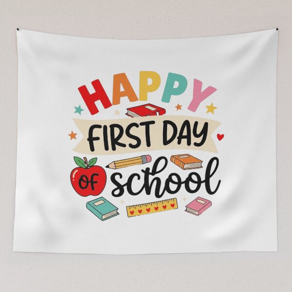 Item preview, Happy First Day of School Colorful Retro Design designed and sold by SiarheiYur.