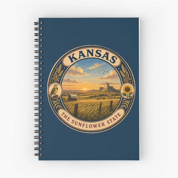 Item preview, Kansas Landscape Illustration Travel Art Badge designed and sold by KrisSidDesigns.