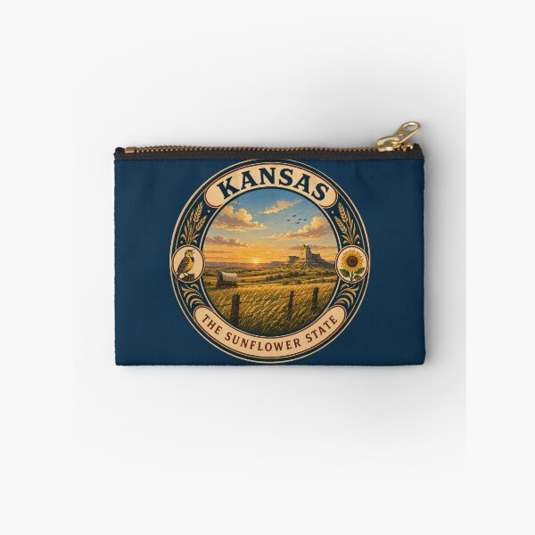Item preview, Kansas Landscape Illustration Travel Art Badge designed and sold by KrisSidDesigns.