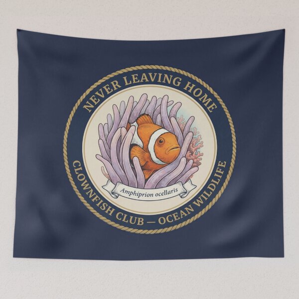 Item preview, Never Leaving Home Clownfish Humor Badge designed and sold by CalmCapy Co.