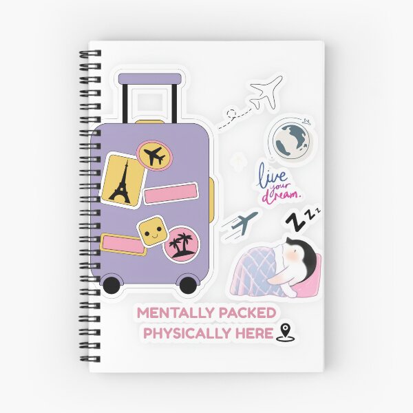 Item preview, Mentally Packed Physically Here – Cute Travel Sticker designed and sold by BLOOMVELLE.