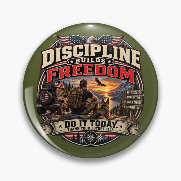 Item preview, Discipline Builds Freedom - Vintage  Americana Outdoor Motivation T-Shirt designed and sold by DomKo10.