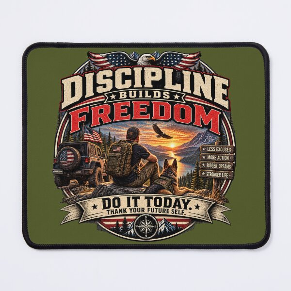 Item preview, Discipline Builds Freedom - Vintage Americana Outdoor Motivation T-Shirt designed and sold by DomKo10.