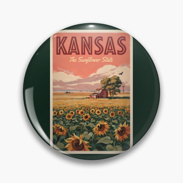 Item preview, Kansas Sunflowers Illustration Travel Art Vintage designed and sold by KrisSidDesigns.
