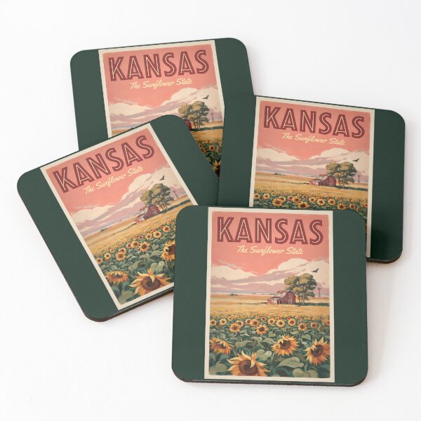 Item preview, Kansas Sunflowers Illustration Travel Art Vintage designed and sold by KrisSidDesigns.