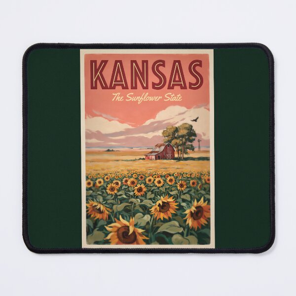 Item preview, Kansas Sunflowers Illustration Travel Art Vintage designed and sold by KrisSidDesigns.
