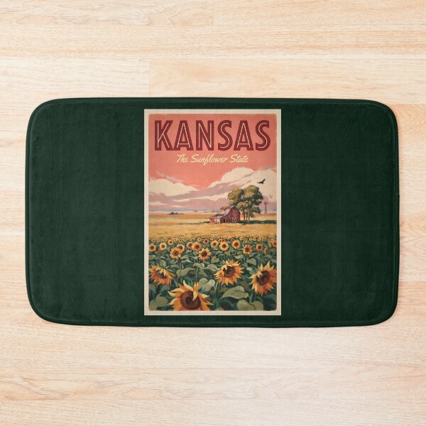 Item preview, Kansas Sunflowers Illustration Travel Art Vintage designed and sold by KrisSidDesigns.