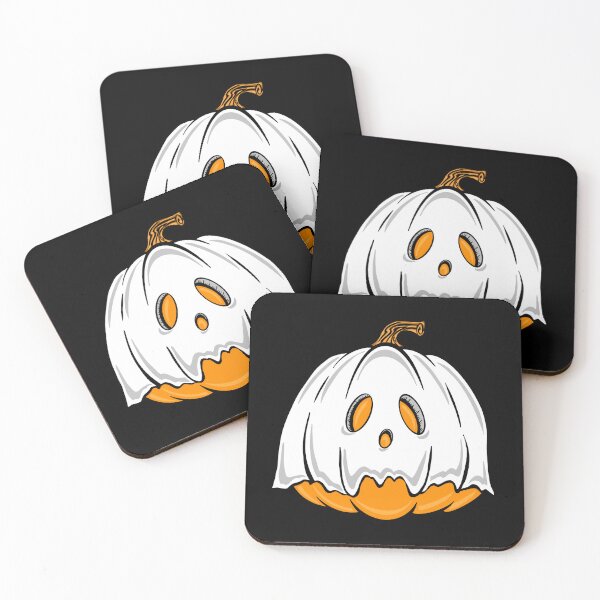 Item preview, Orange Pumpkin Ghost With Black Background  designed and sold by missmann.
