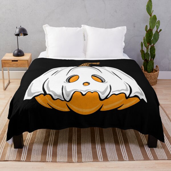 Item preview, Orange Pumpkin Ghost With Black Background designed and sold by missmann.